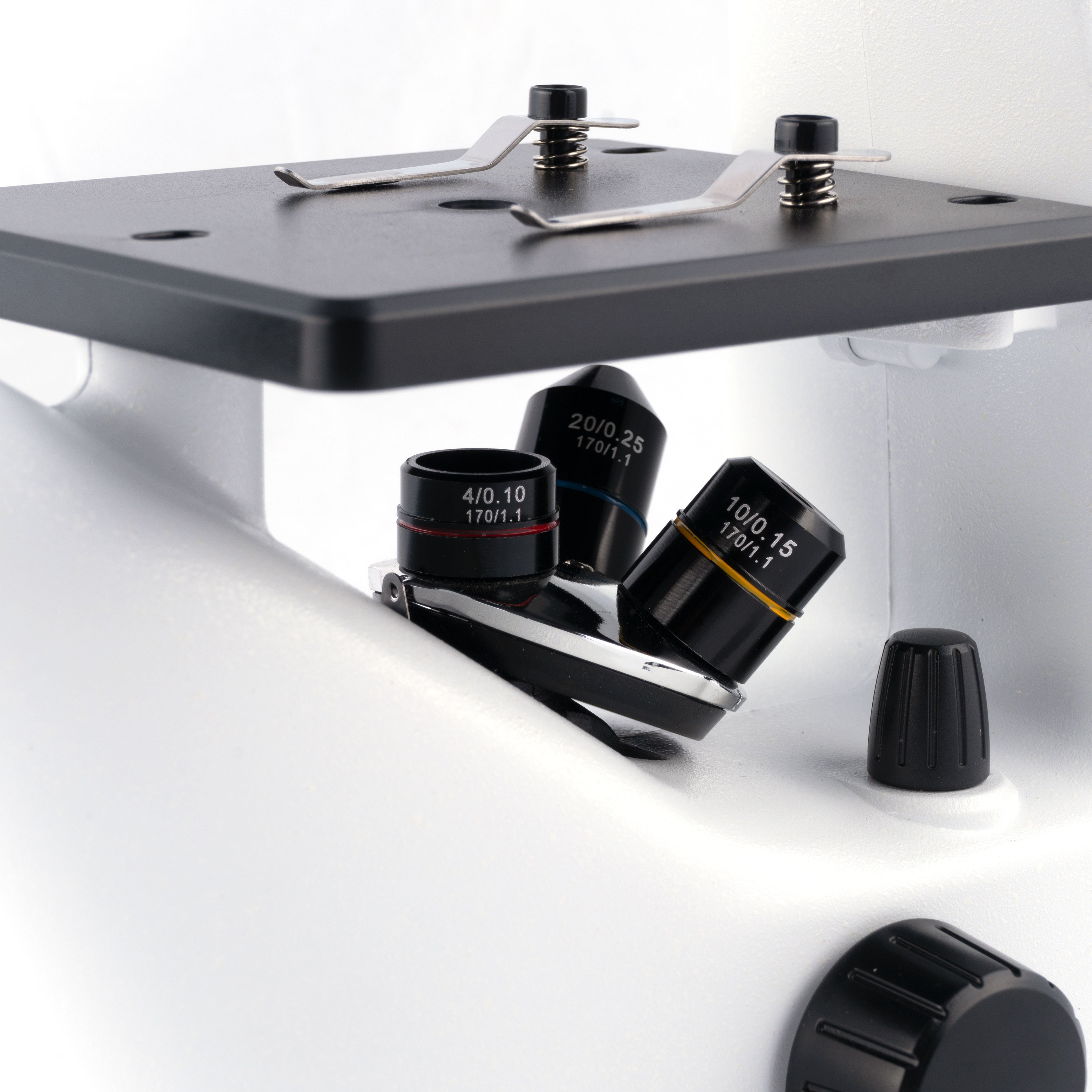 4/0.10, 20/0.25 and 10/0.15 objective lenses