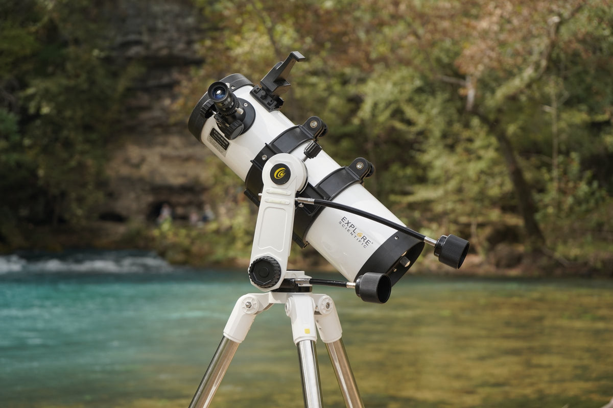 Sidara Nano 114 reflector telescope set up by a river