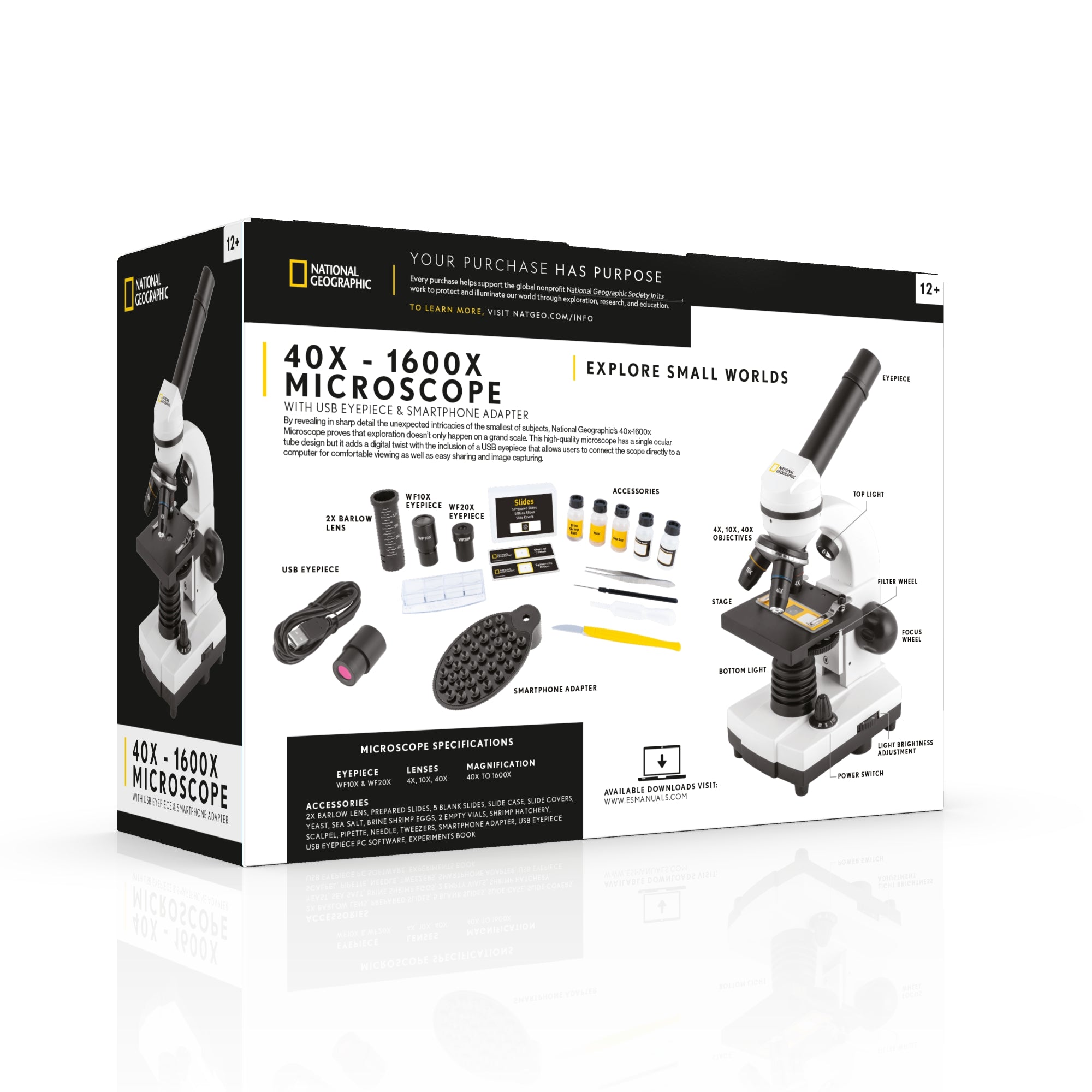Microscopio nazionale geografico 40x-1600x con oculare USB