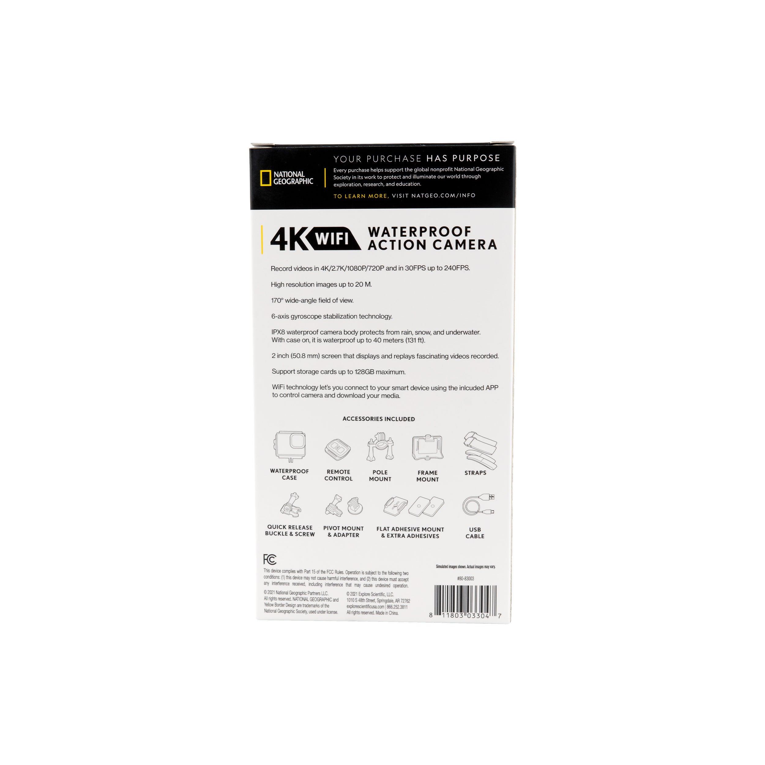 National Geographic 4K wasserdichte Aktionskamera mit WLAN