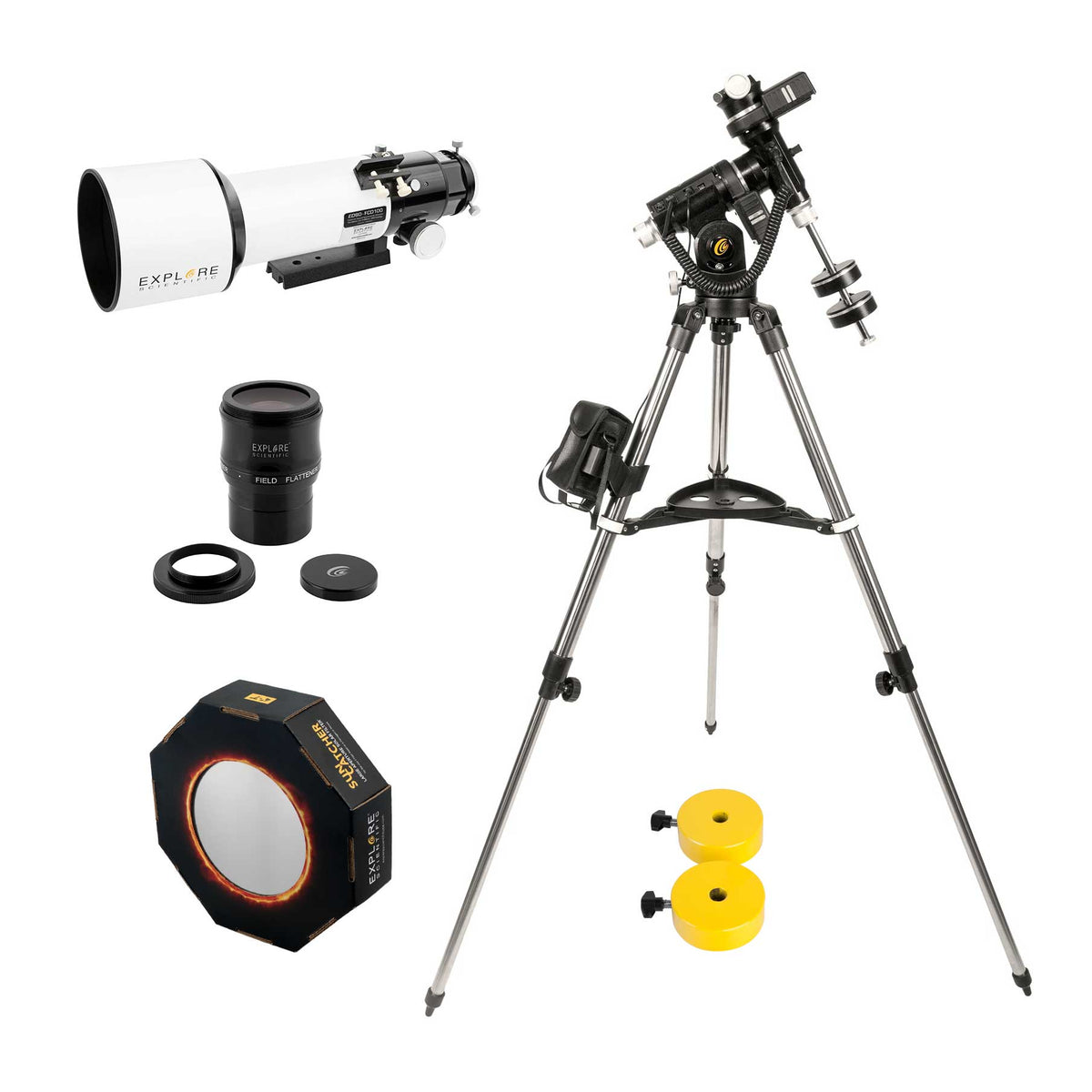 Explore Scientific ED80-FCD100 Series Air-Spaced Triplet Refractor  Telescope with iEXOS-100-2 PMC-Eight Equatorial Tracker System with WiFi  and 